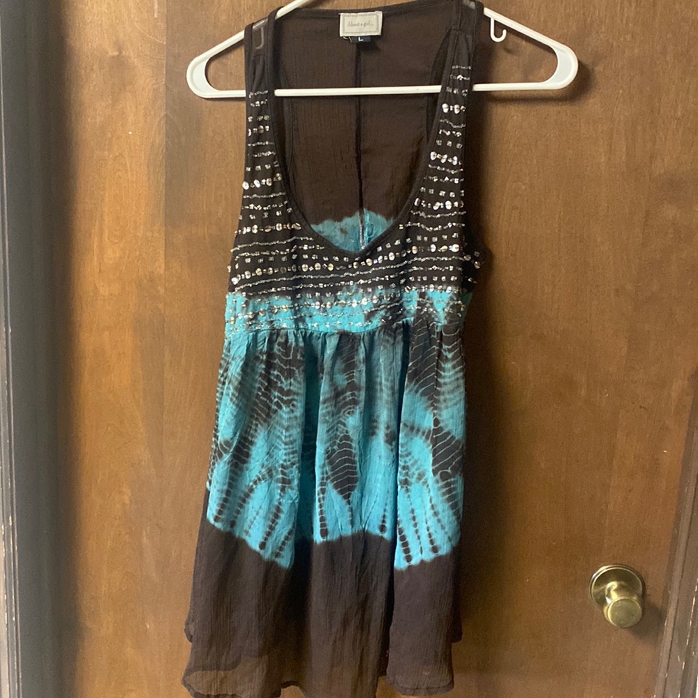 About a Girl bohemian Flowy Tie Dyed Tank Top